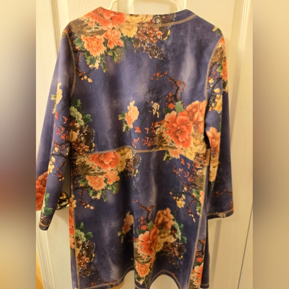 Solitaire Floral Women's Jacket - Blue and Orange - Picture 3 of 5